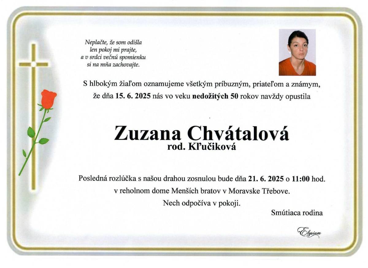 p.  Zuzana Chvátalová, rod. Kľúčiková