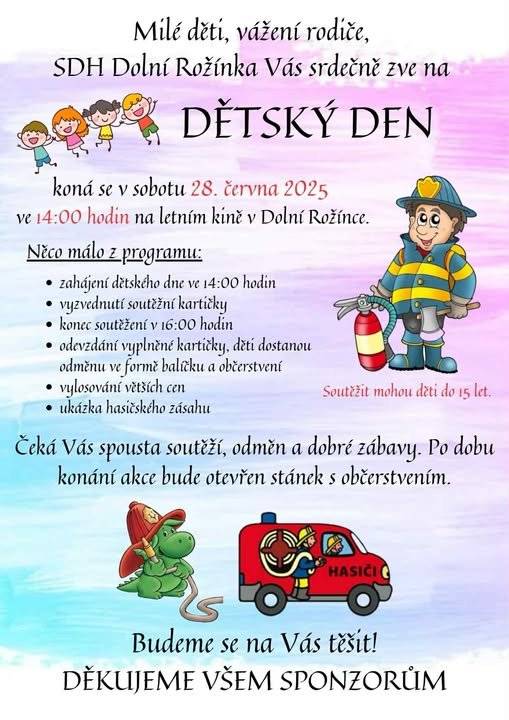 Tentokrát snad dětem i hasičům počasí bude přát 😉