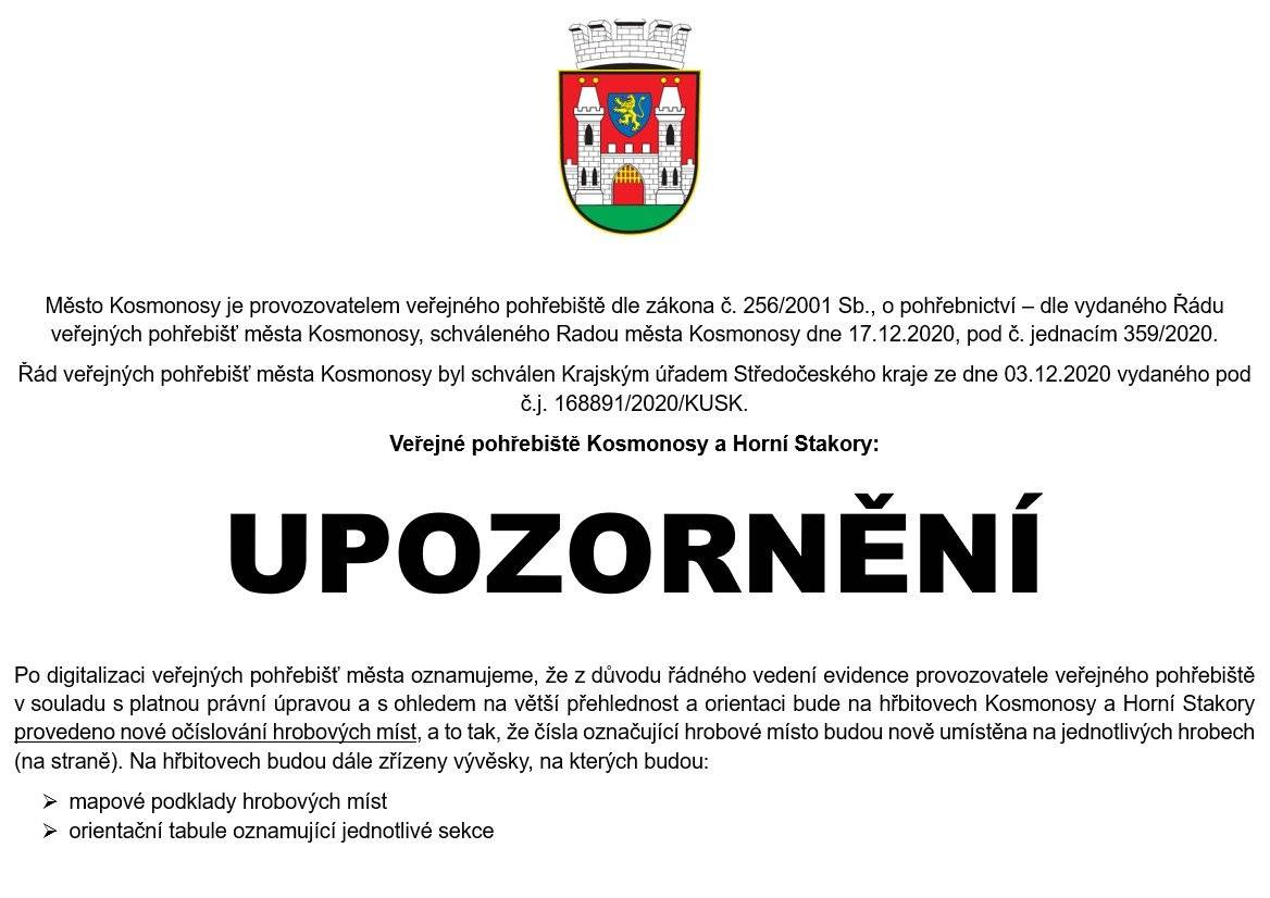 Nové číslování hrobových míst