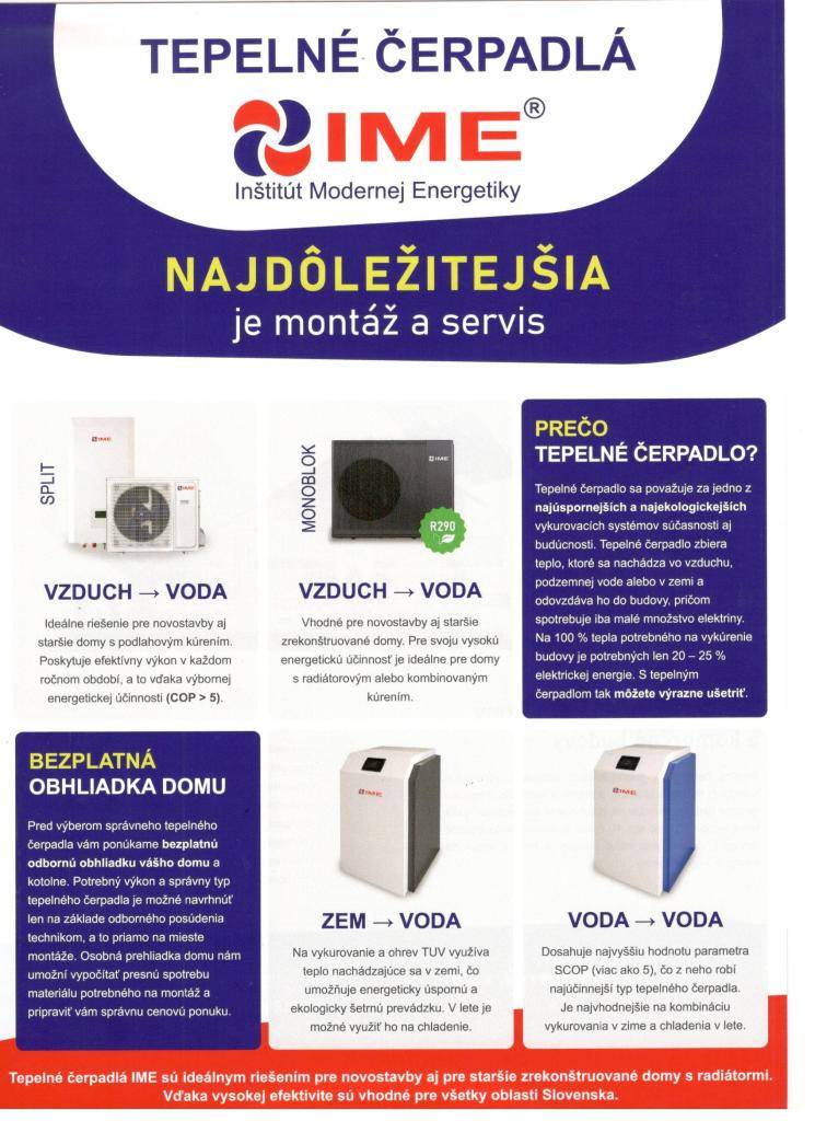 Firma IMEnergy, s.r.o. ponúka montáž a odborné poradenstvo v oblasti úsporného vykurovania pomocou tepelného čerpadla