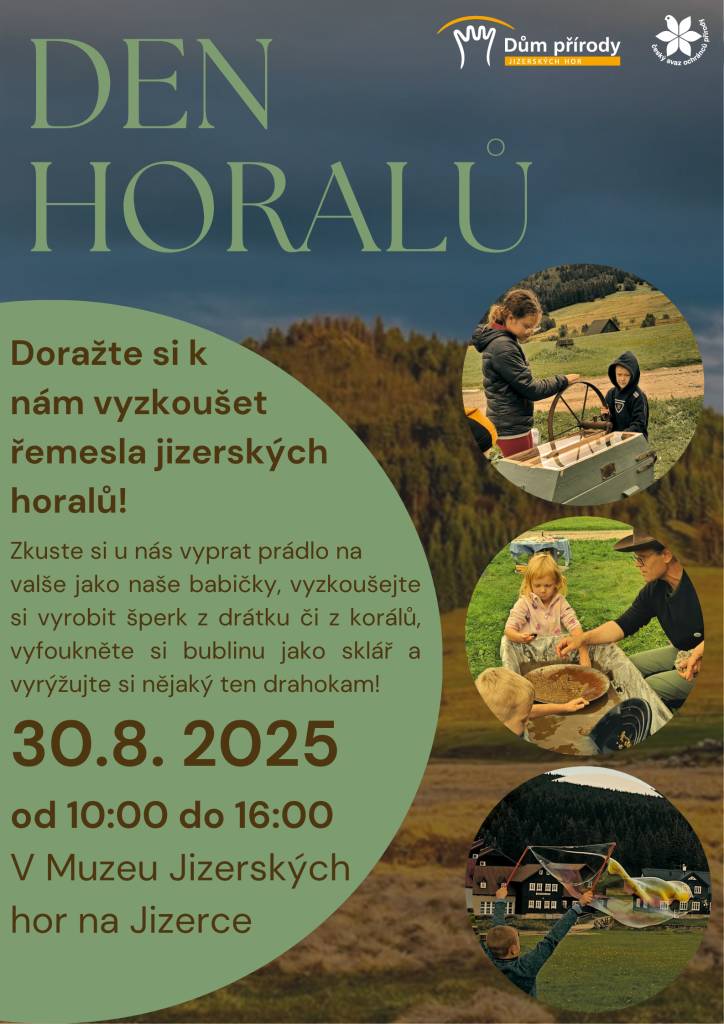 Zveme vás na jedinečný den plný řemeslných aktivit v Muzeu Jizerských hor, kde si můžete vyzkoušet tradiční dovednosti a zábavu pro celou rodinu. Přijďte si vyprat prádlo na valše, vyrobit šperk, vyfouknout sklářskou bublinu nebo vyrýžovat drahokam!