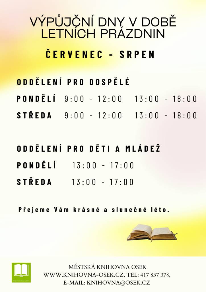 Knihovna - výpůjční dny v době letních prázdni