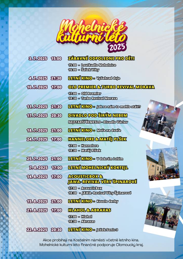 Léto je tady. K dispozici je program Mohelnického kulturního léta 2025.