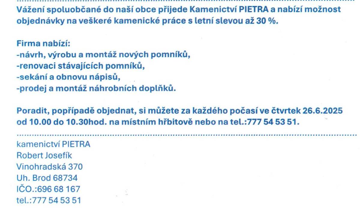 Kamenictví 26.6.2025