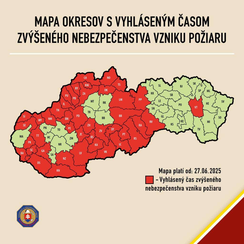 Zvýšené nebezpečenstvo vzniku požiarov     Fokozott tűzveszély