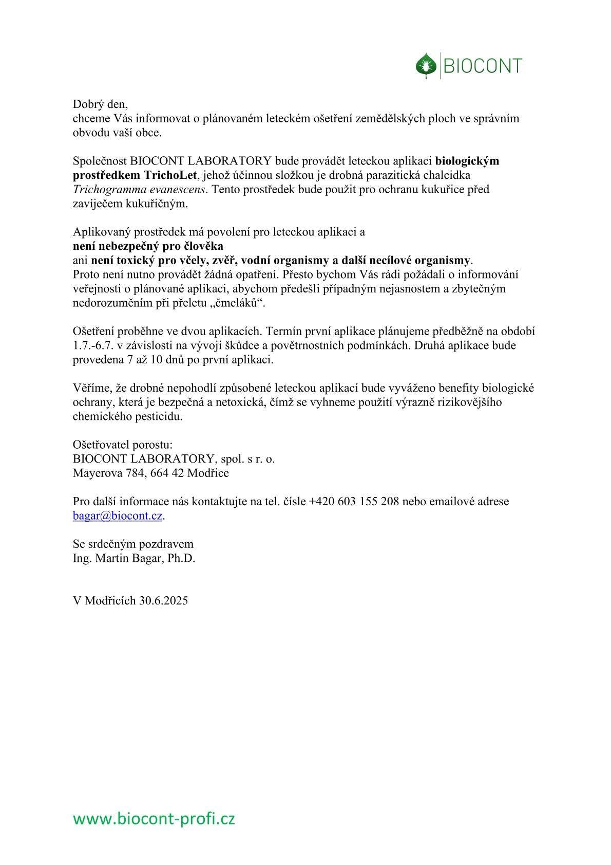 Letecké ošetření zemědělských ploch