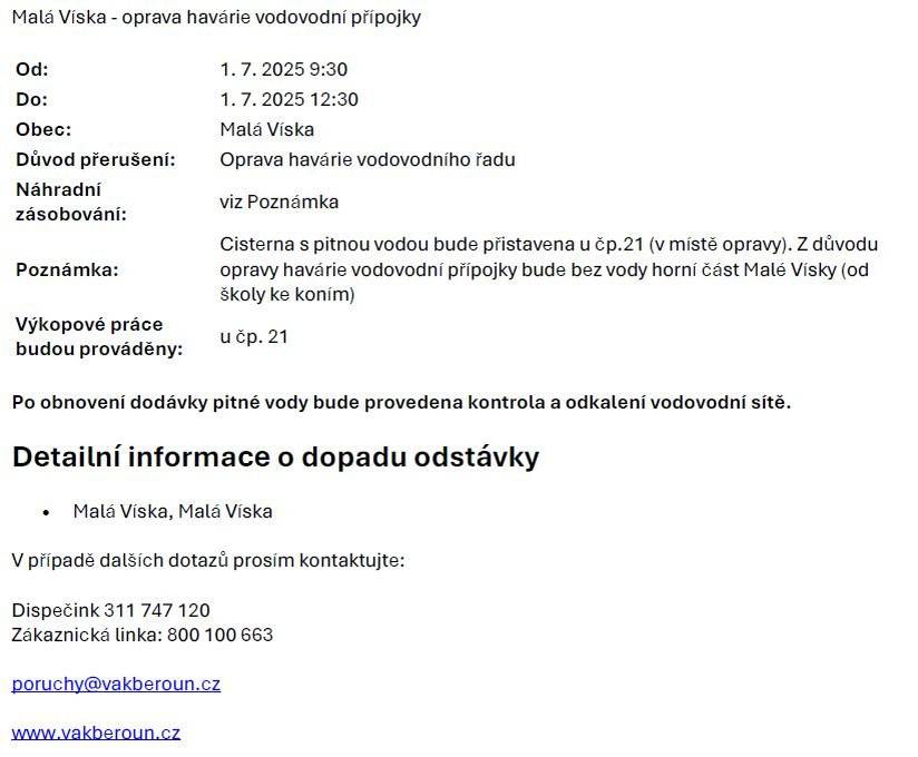 Oprava havárie vodovodní přípojky