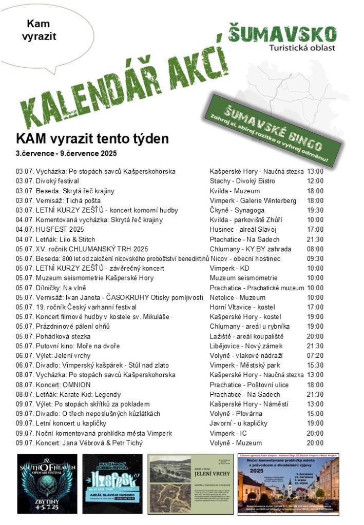 Kalendář akcí pro 27. týden 2025