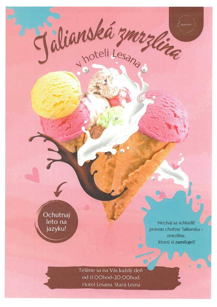 Pozývame Vás do hotela Lesana na taliansku zmrzlinu