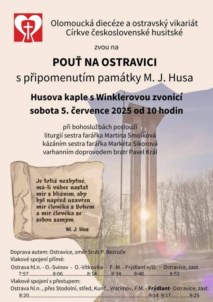 Vážení občané, v sobotu 5.7. se bude konat pouť u Husovy kaple od 10 h.