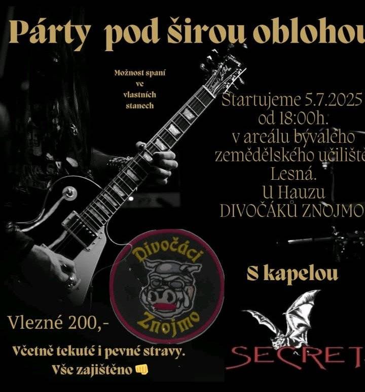 Moto klub Divočáci zve všechny na svoji akci, která bude dne 5.7.2025 od 18:00 v areálu bývalého státního statku.