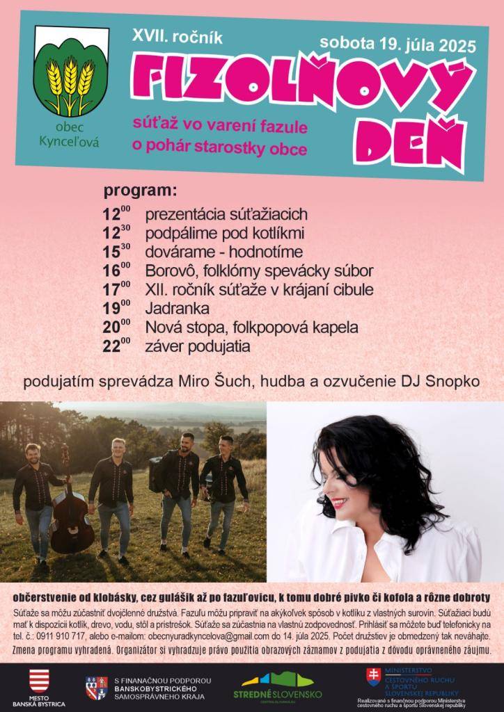 Obec Kynceľová Vás pozýva dňa 19.7.2025 na "Fizolňový deň"