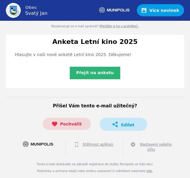 Hlasujte v naší nové anketě Letní kino 2025. Děkujeme!