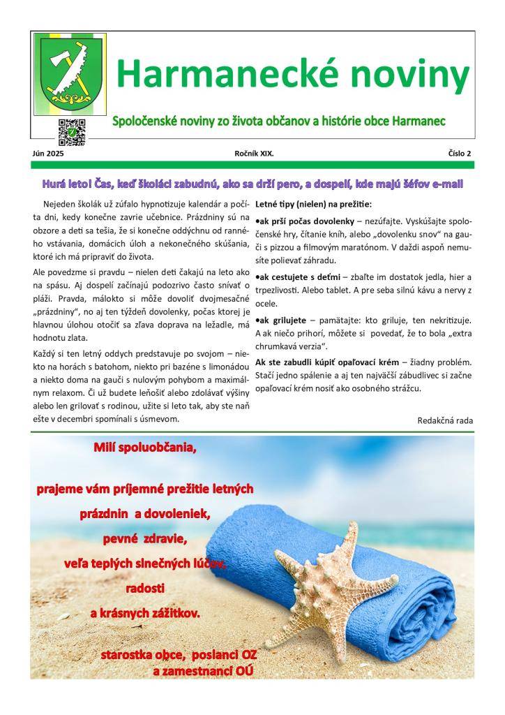 Harmanecké noviny - jún 2025