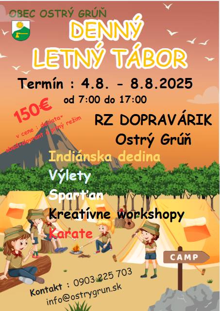 Denný letný tábor - Ostrý Grúň