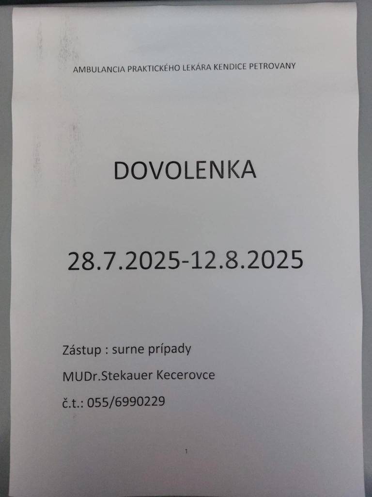 Dovolenka MUDr. Nemer Boulos