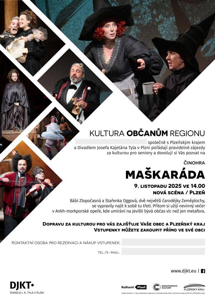 Činohra MAŠKARÁDA dne 9. listopadu 2025 ve 14:00 hodin - Nová scéna Plzeň.