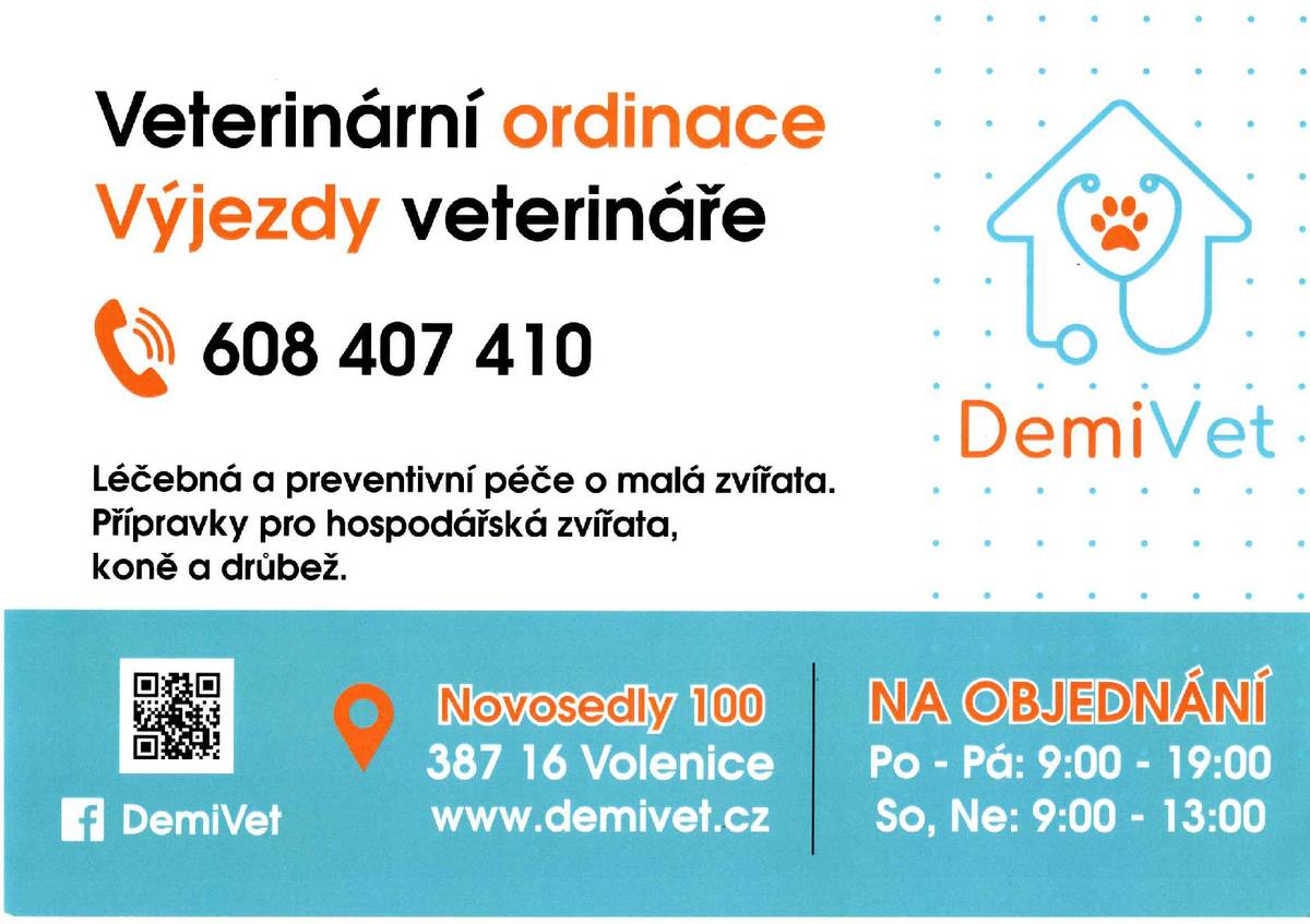 Veterinární ordinace v Novosedlech.