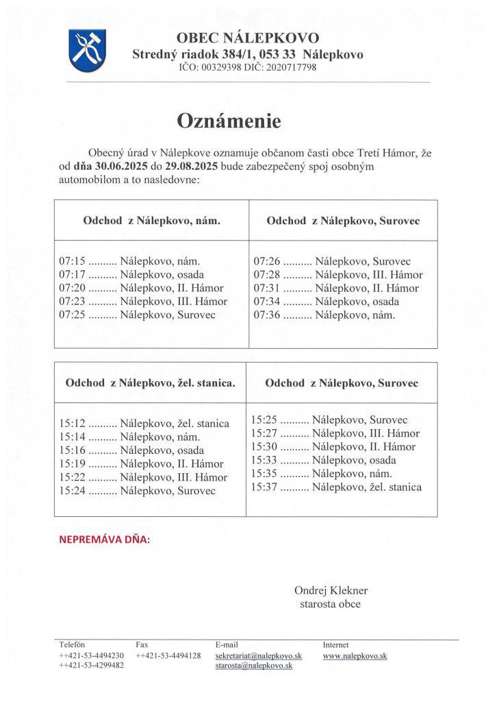 Oznámenie o zabezpečení spoja