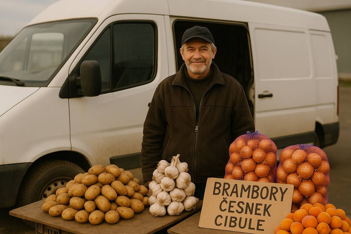 Dnes 4.7. kolem 17.30h přijede soukromý prodejce a bude nabízet k prodeji - cibuli, česnek, brambory a meruňky. Zdrží se asi hodinu na parkovišti před OD.