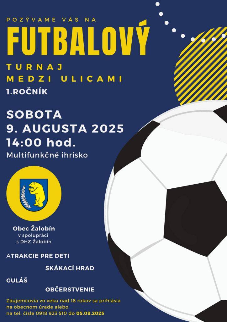 Pozývame Vás na 1. ročník Futbalový turnaj medzi ulicami