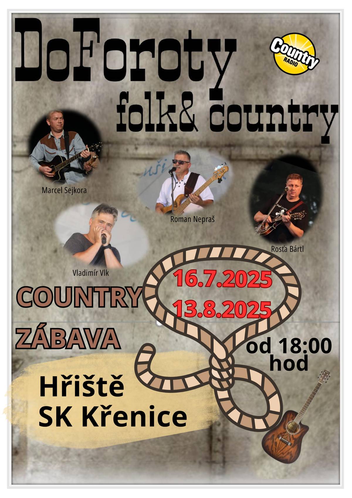 Zveme Vás na prázdninové country večery ve Křenici na hřišti - 16.7. a 13.8.2025