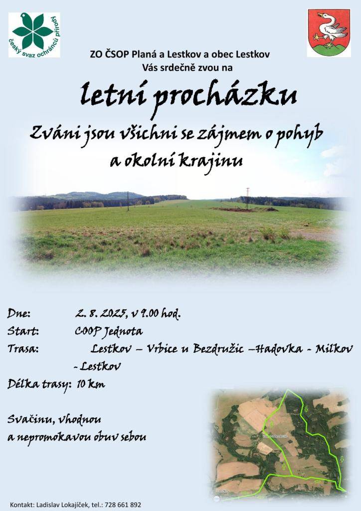 Letní procházka  dne 2.8.2025 v 9:00 hodi