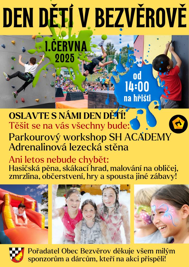 V neděli 1.6. se na hřišti konal Den dětí a byl hlavně o sportu - parkurový workshop nebo lezení po stromech - to bylo to, co děti hodně bavilo... Děkujeme všem malým i velkým návštěvníkům!