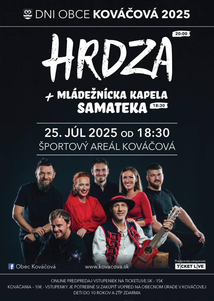 Obec Kováčová Vás pozýva dňa 25.7.2025 na deň obce Kováčová