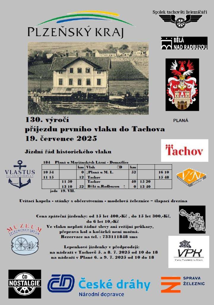 Jízda historického vlaku - Planá u Mariánských Lázní - Bělá nad Radbuzou 19.7. 2025.