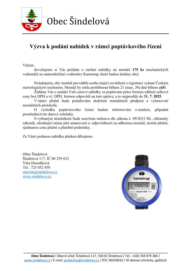 Výzva k podání nabídek v rámci poptávkového řízení