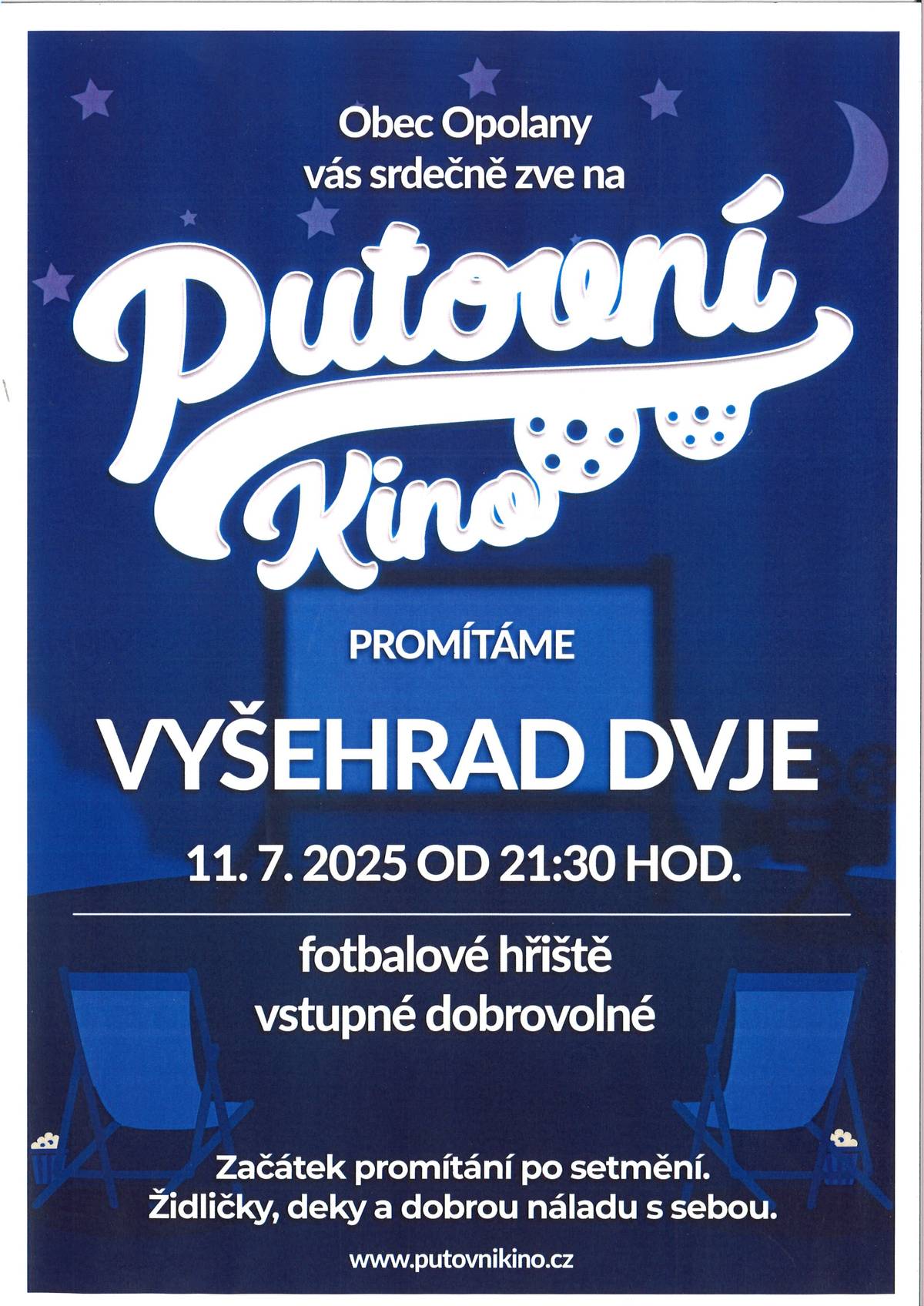 Letní kino v Opolanech, dnes od 21.30 hod. na fotbalovém hřišti v Opolanech.