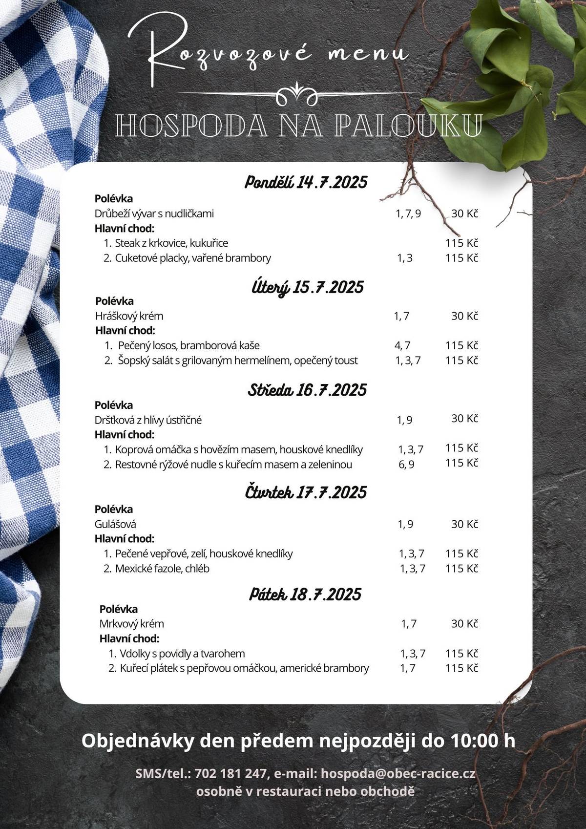 Nabídka rozvozu obědů