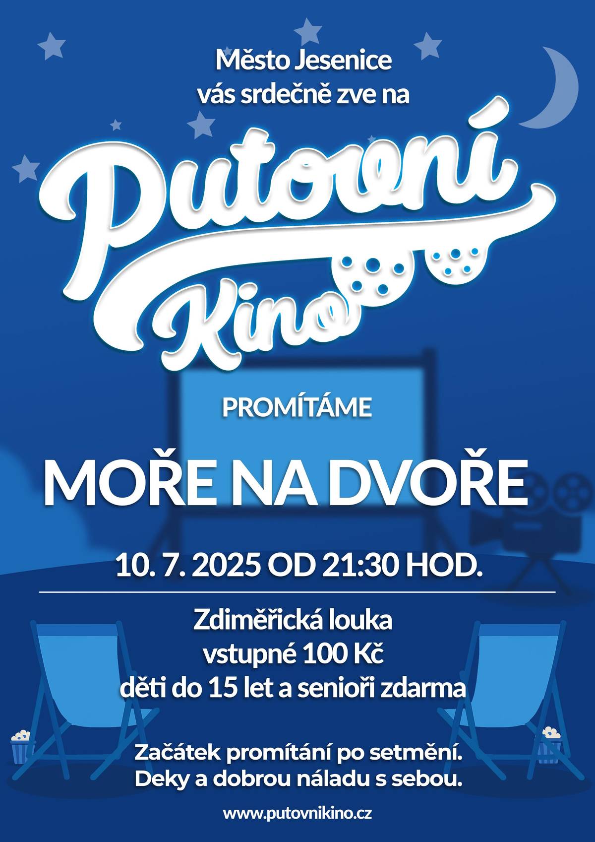Zveme na letní kino. Promítáme po setmění, odhadem 21:15 hod. Posezení připraveno od 19:30. Vstup 100 Kč, děti do 15 let zdarma. V prostorách hlediště zákaz kouření.