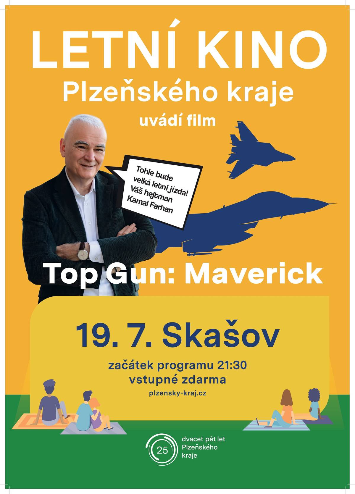 Letní kino Plzeňského kraje ve Skašově na koupališti uvádí film Top Gun: Maverick 19.7.2025 ve 22 hod.