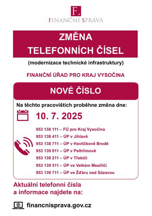 informace o změně telefonních čísel