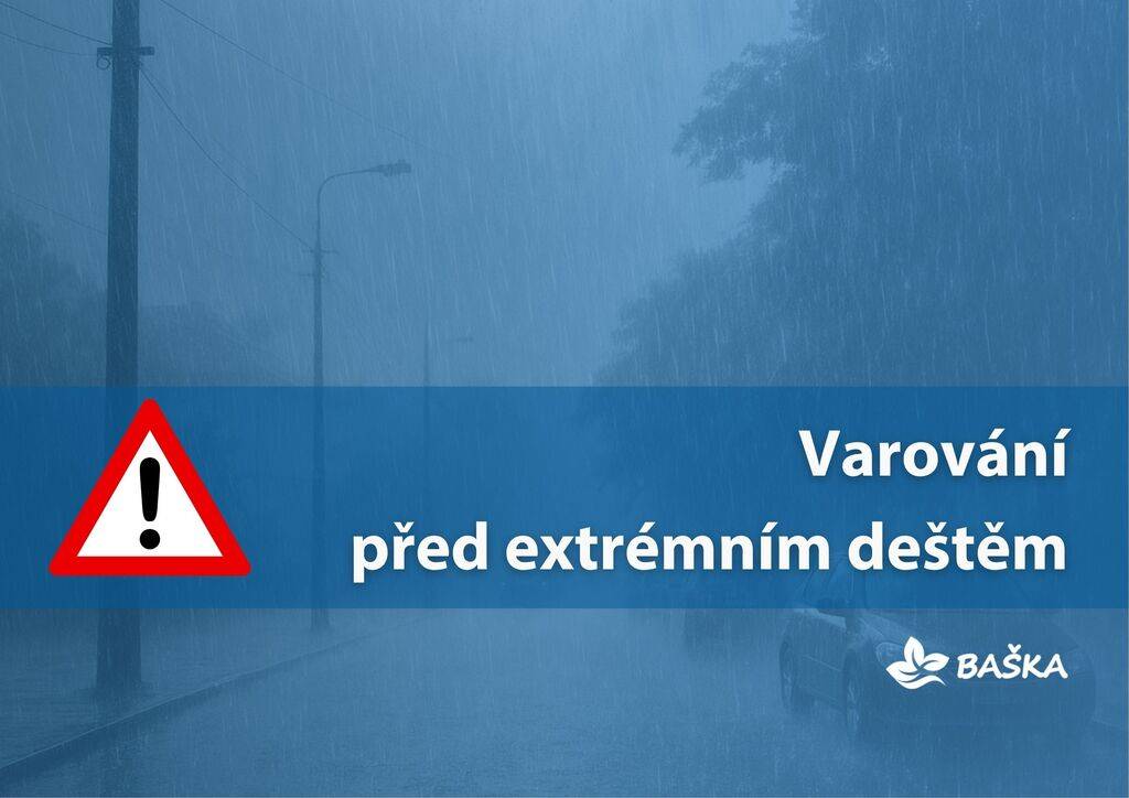 Český hydrometeorologický ústav vydává výstrahu na následující dny - varujeme před extrémně vydatným deštěm s úhrny místy 100 až 200 mm.