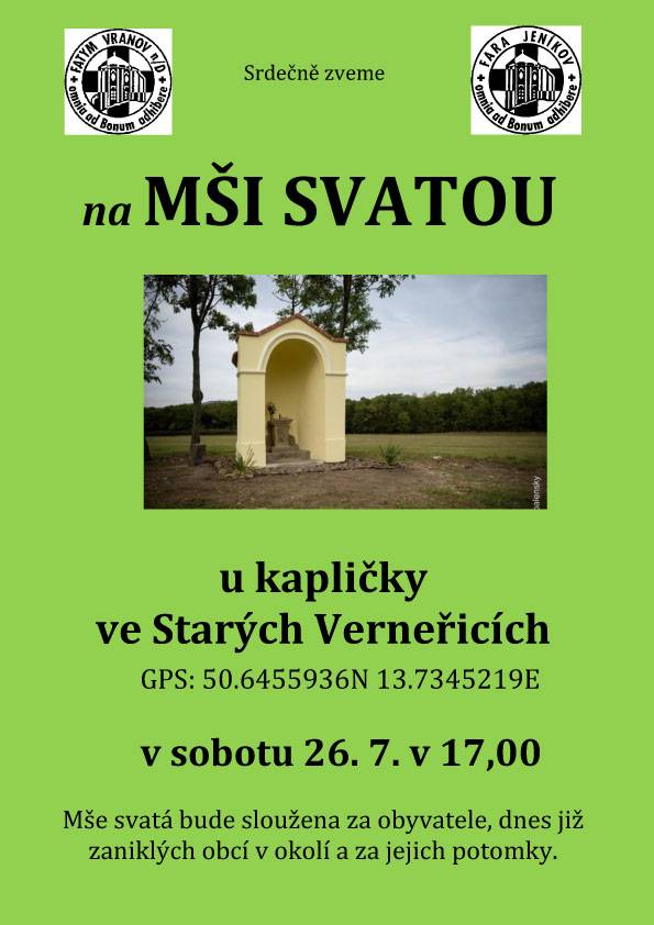 Bohoslužba ve Starých Verneřicích - 26.7.2025 v 17.00 hod.