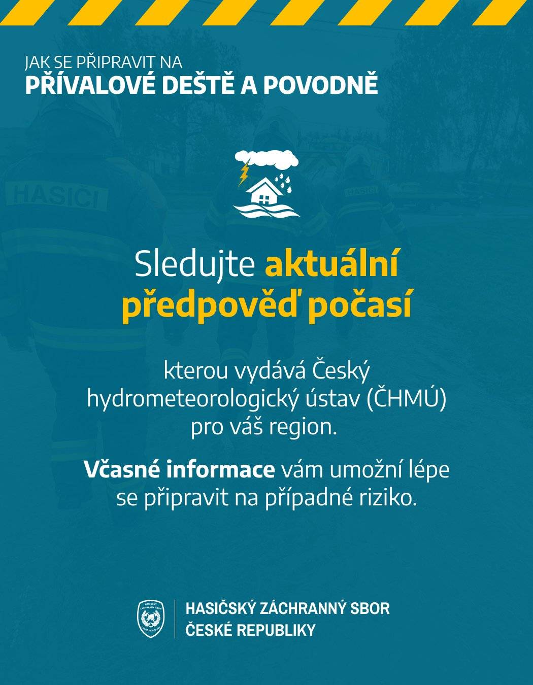 V souvislosti s aktuální výstrahou Českého hydrometeorologického ústavu pro území Moravskoslezského kraje a doporučením z usnesení zasedání Povodňové komise Moravskoslezského kraje konaného 8. 7. 2025 zveřejňujeme informační letáky s informacemi, jak se chovat při povodni.