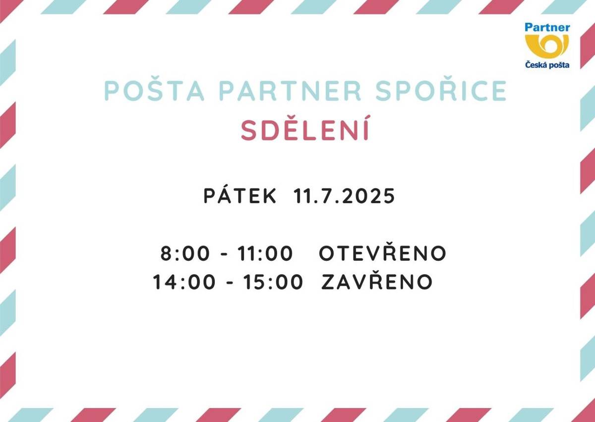 Sdělení o změně pracovní doby.