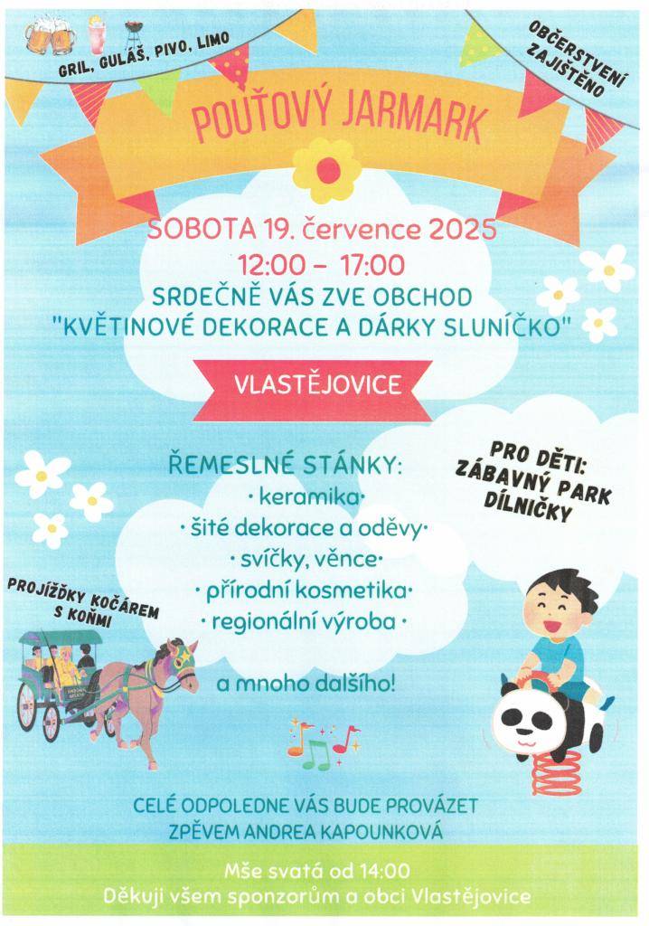 Pouťový jarmark - v sobotu 19.července 2025 od 12:00 do 17:00 hodi