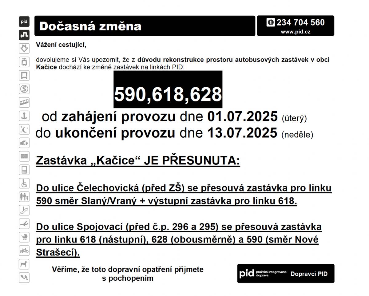 Rádi bychom Vás informovali, že od pondělí 14. července 2025 bude autobusová zastávka pro všechny linky přesunuta zpět k infocentru.