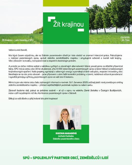 Informace - letní novinky z SPÚ