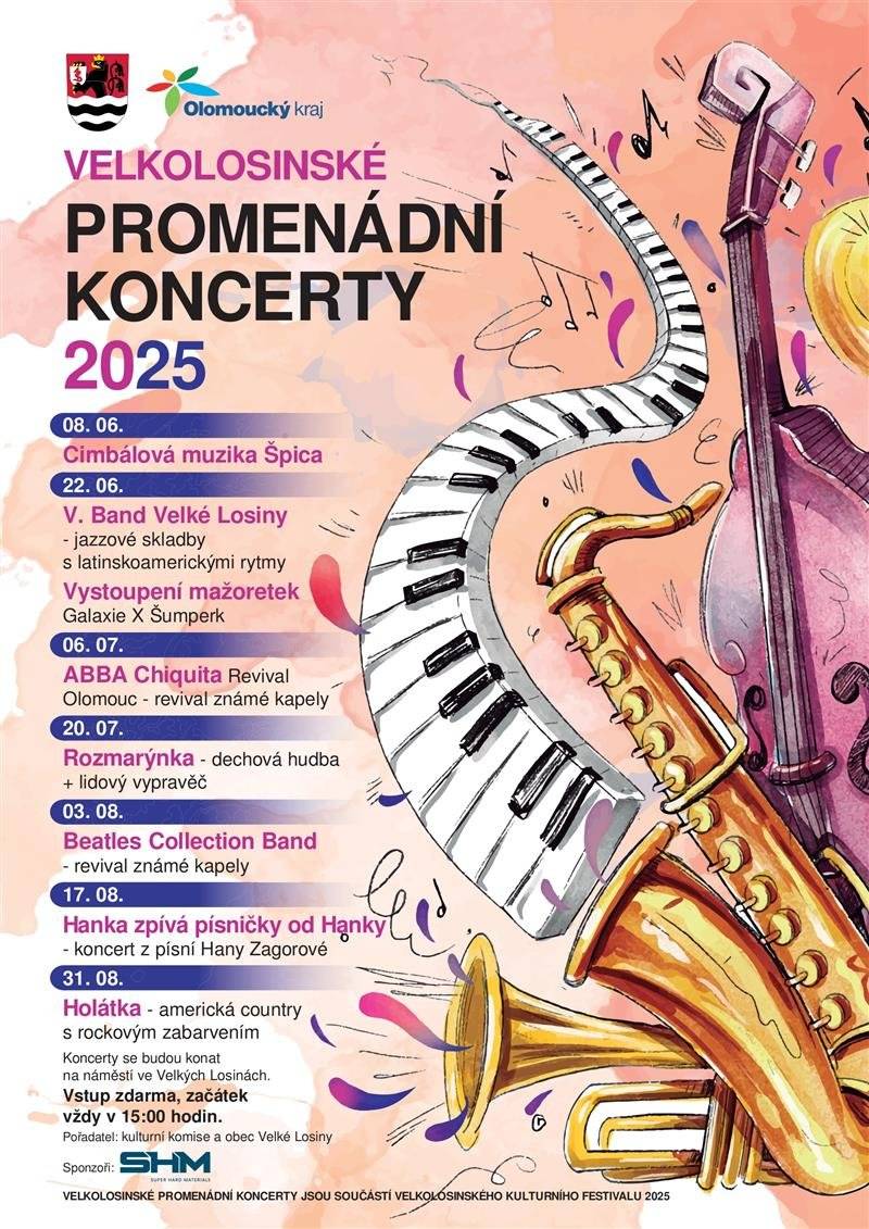 Srdečně vás zveme na náhradní promenádní koncert Cimbálové muziky Špica, který se uskuteční v neděli 20. července od 15:00 na náměstí. Upozorňujeme, že původně plánovaný koncert souboru Rozmarýnka se ruší. Těšíme se na vás!