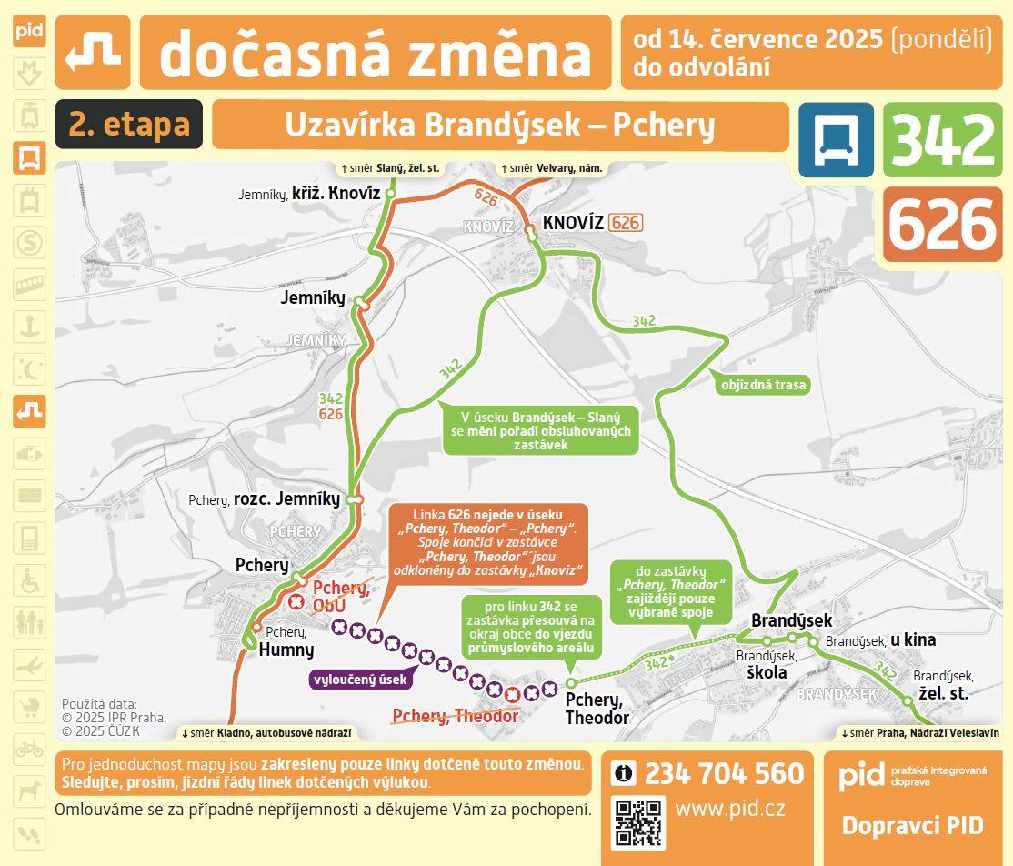 Dočasná změna autobusových linek od 14. 7. 2025 do odvolání