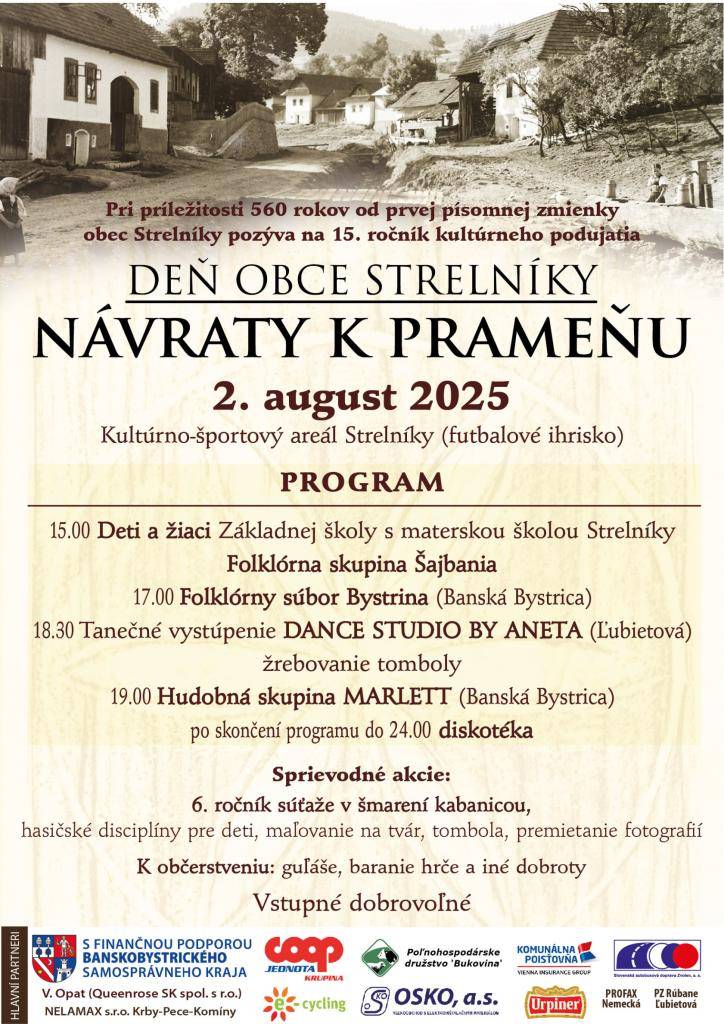 Pozvánka na Deň obce Strelníky - Návraty k prameňu