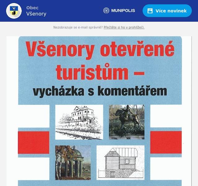 Dobrý den, zveme Vás na vycházku  s komentářem a to tuto sobotu 19. 7. 2025 od 14.00 – 17.00.Sraz účastníků je na železniční zastávce Všenory ve 14.00. Okruh: Závist, Panská strouha, areál Parku Ing. Teyrovského, Na Kobylce (stavební družstvo), obecní srub Vinetou a Gloriet. Je možné se připojit i cestou. Stačí zavolat na tel. číslo 607263700 a řekneme si , kde zrovna jsme a domluvíme se. Předpokládáme, že před vchodem do Parku Ing. Teyrovského v ulici Karla Majera budeme asi ve 14.30. V případě zájmu lze ještě od vyhlídky Gloriet pokračovat do Kaple sv. Jana Křtitele.  Občerstvení zajištěno v kavárně Kulturního domu. Vstupné zdarma