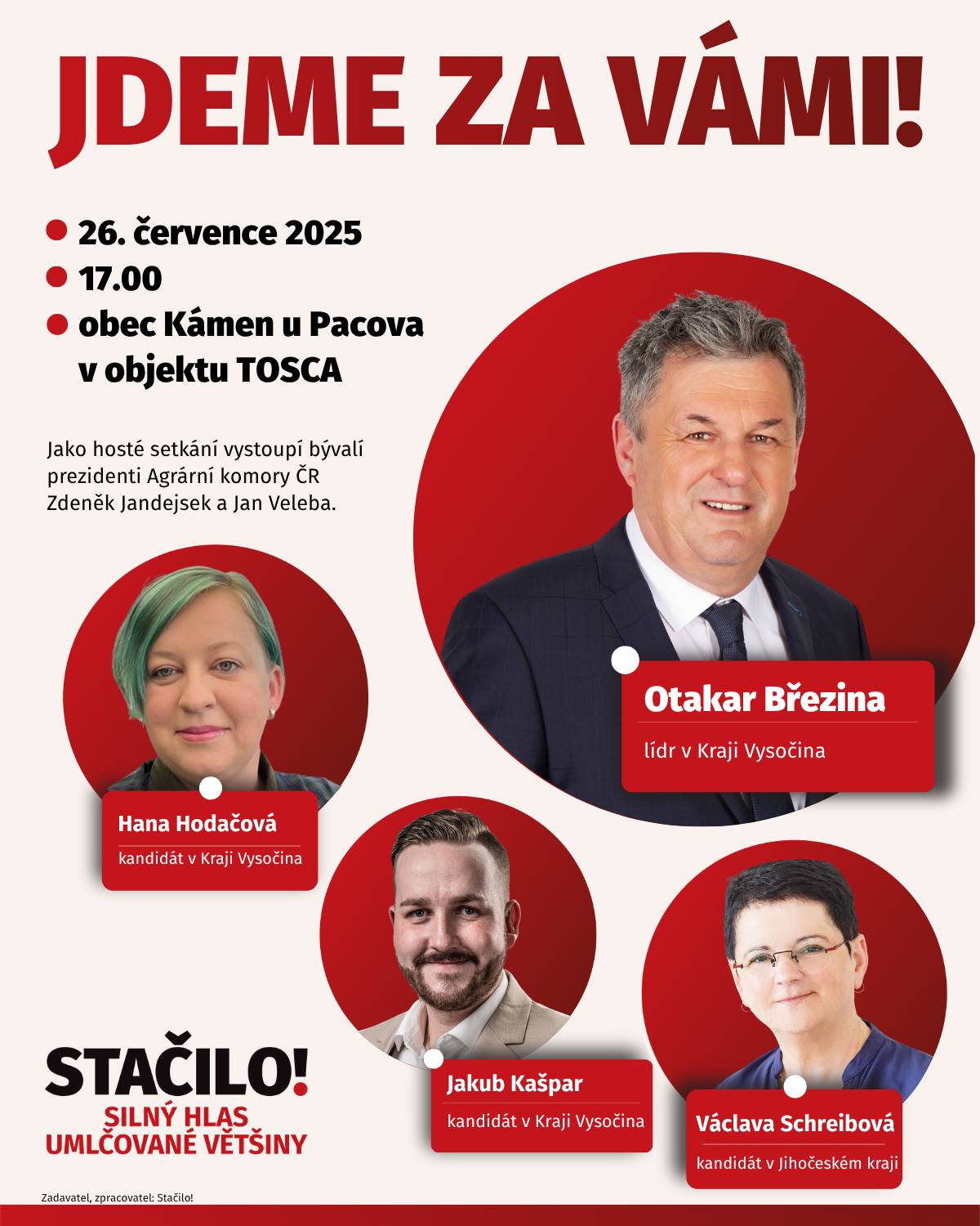 Setkání s politickým hnutím Stačilo! 26. 7. 2025 od 17:00 v Tosce.