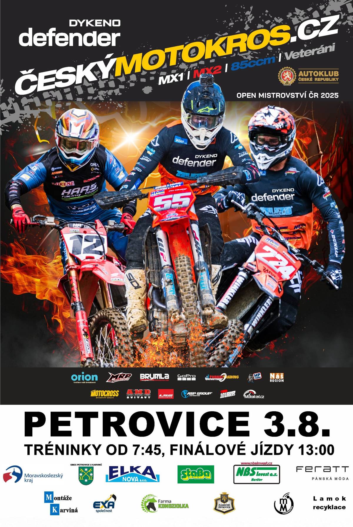 Do Petrovic míří špičkový český motokros! Už v sobotu 3. srpna se u nás rozburácí motory v rámci Open Mistrovství ČR 2025 💥 🏁 Těšit se můžete na napínavé závody kategorií MX1, MX2, 85 ccm a Veteráni 🕖 Tréninky startují už od 7:45 🏆 Finálové jízdy od 13:00 Přijďte fandit, cítit vůni benzínu a zažít pořádný adrenalinový den! 🚀 📍 Areál v Petrovicích 👊 Tohle si nesmíš nechat ujít!