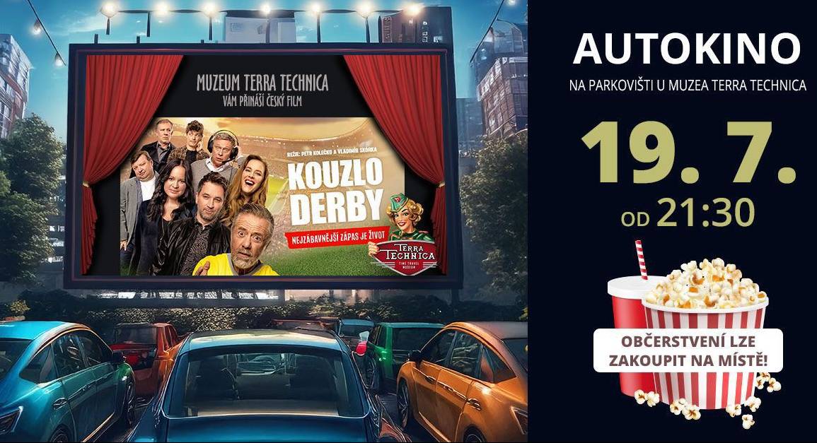 Family City v Hatích vás zve v sobotu 19.7. od 21:30 na autokino. Promítat se bude česká filmová novinka - Kouzlo Derby. Každý kdo předloží občanský průkaz s trvalým pobytem v naší obci má vstup na autokino zdarma. Hlediště je otevřené od 20 hod. Pozor, kapacita je omezena.